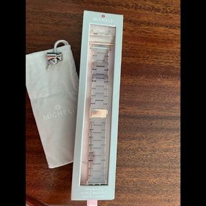 Michele rose-and-pink-gold-tone-silicone-wrapped-bracelet-band